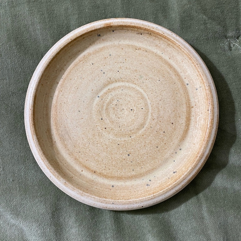 Stoneware pottery plate saucer for plant change  approximately 1” deep UBV